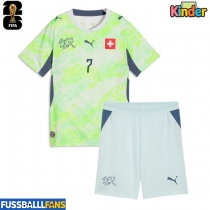 Schweiz Breel Embolo #7 Auswärts Trikotsatz Kinder EM 2024 Kurzarm (+ Kurze Hosen)